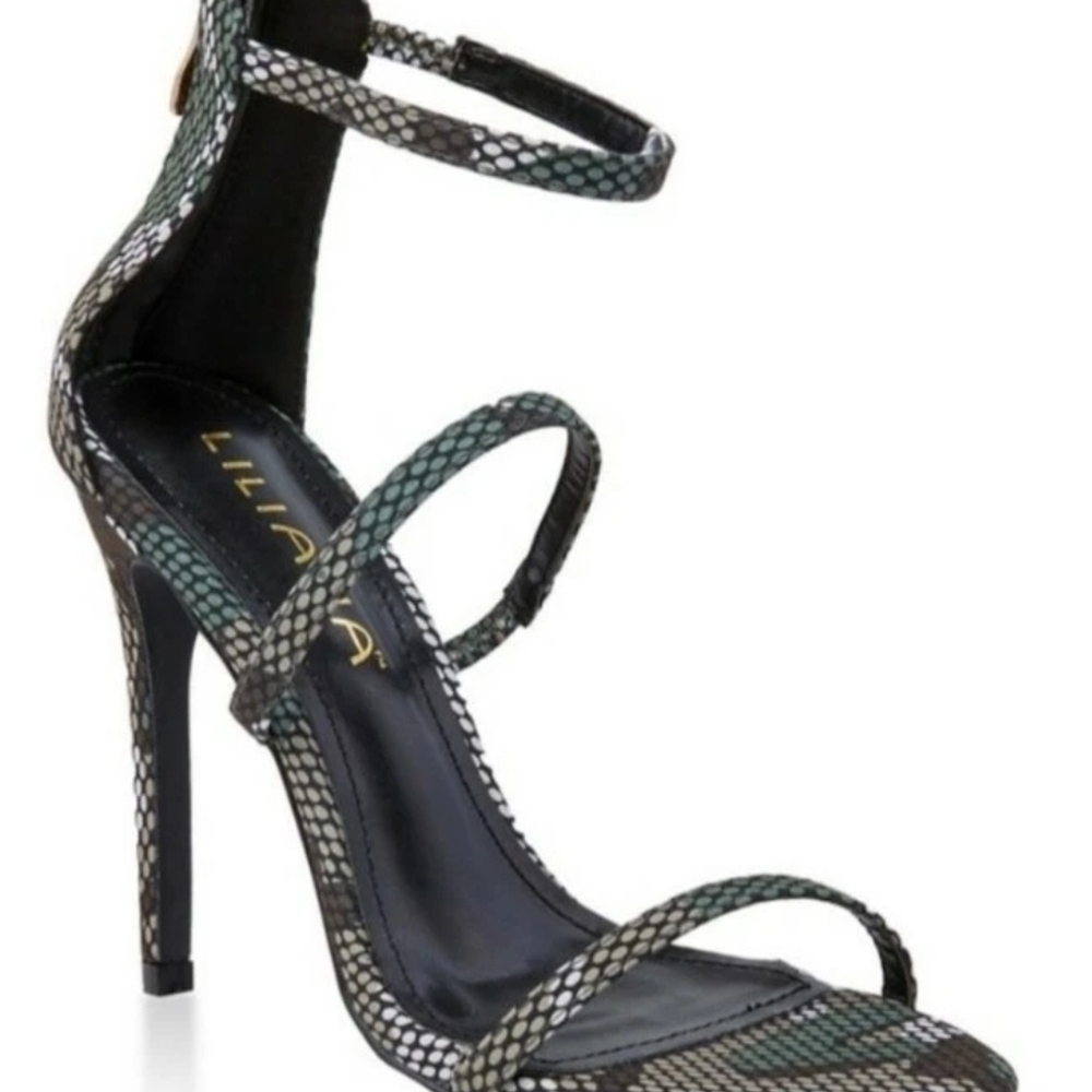 Liliana Exotic Green Patterned Heels